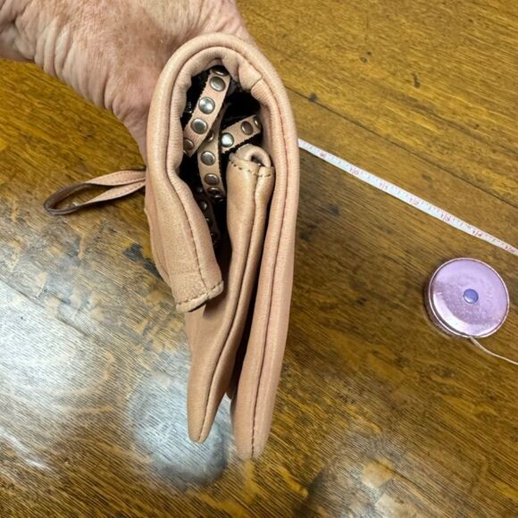 RABEANCO calfskin leather super soft clutch/shoulder bag - dusty pink - Picture 6 of 6